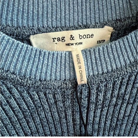 Rag & Bone New “The Crew Color Block” Sweater Blue Mix Cotton Blend NWT X Small - Picture 5 of 8